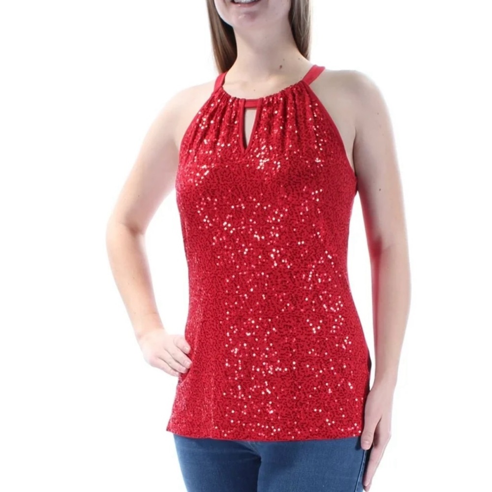 Red Sequin Halter Top